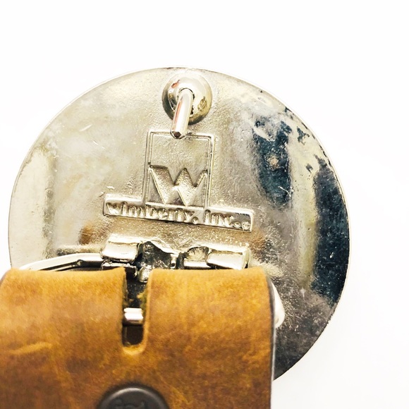 Justin Medallion Crystal Brown Cowhide Belt Sz 30 - Picture 6 of 8